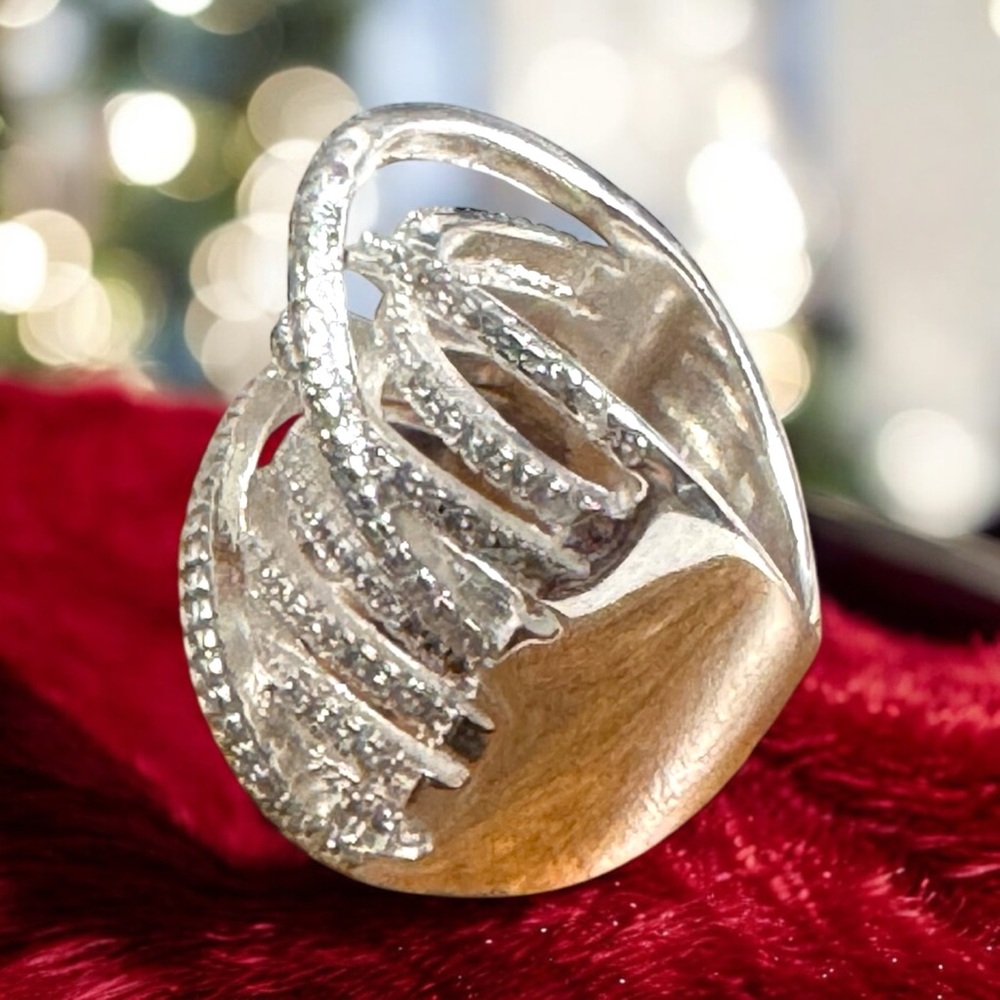 Dazzling Silver-plated Cuff Ring silver plated - Picture 2 of 3